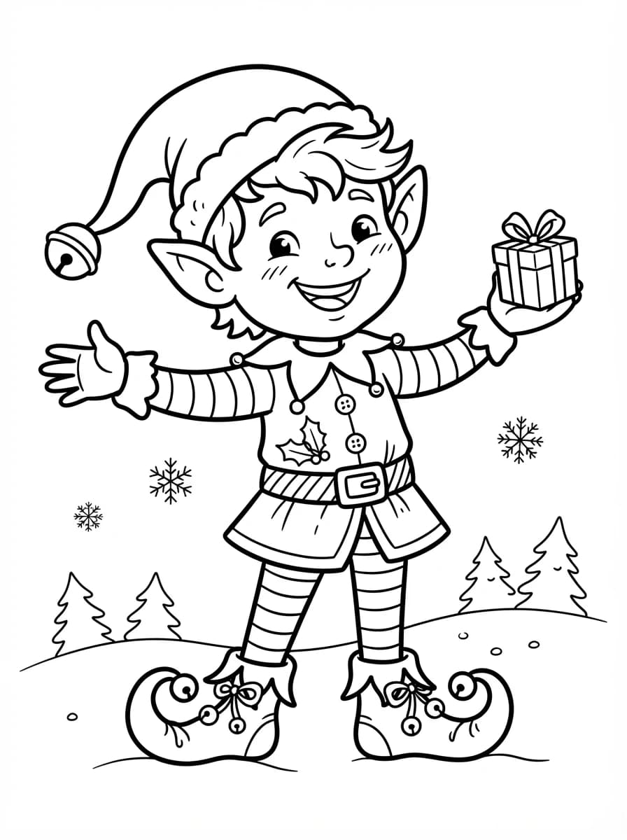 Coloriage Lutin de Noël