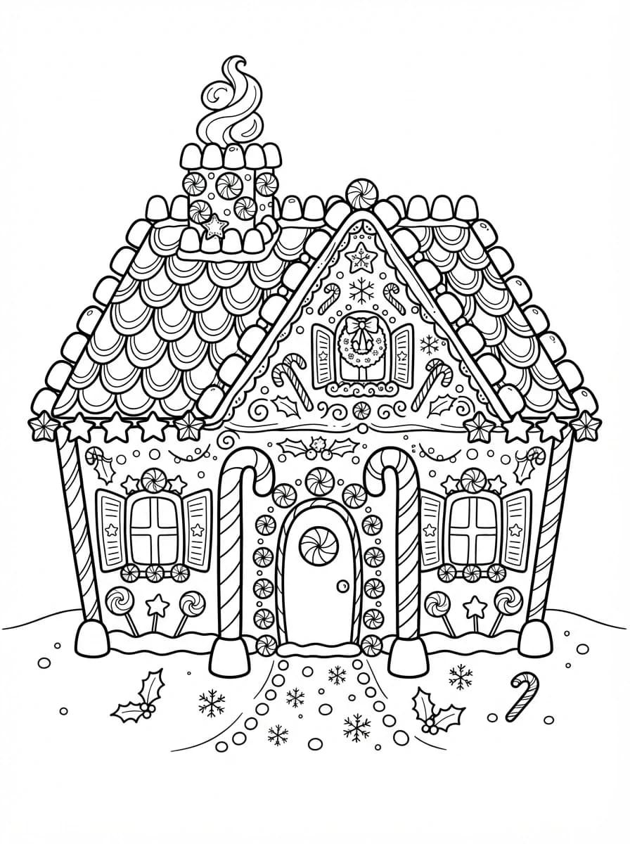 Coloriage Maison en pain d'épices