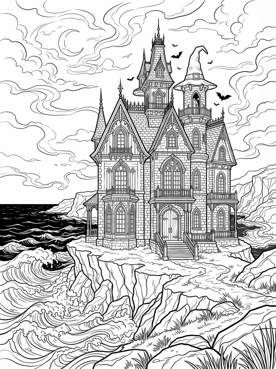 Coloriage Manoirs hantés