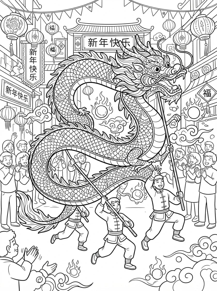 Coloriage Nouvel an chinois