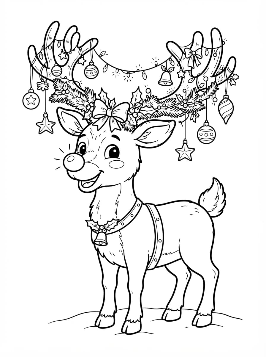 Coloriage Renne de Noël