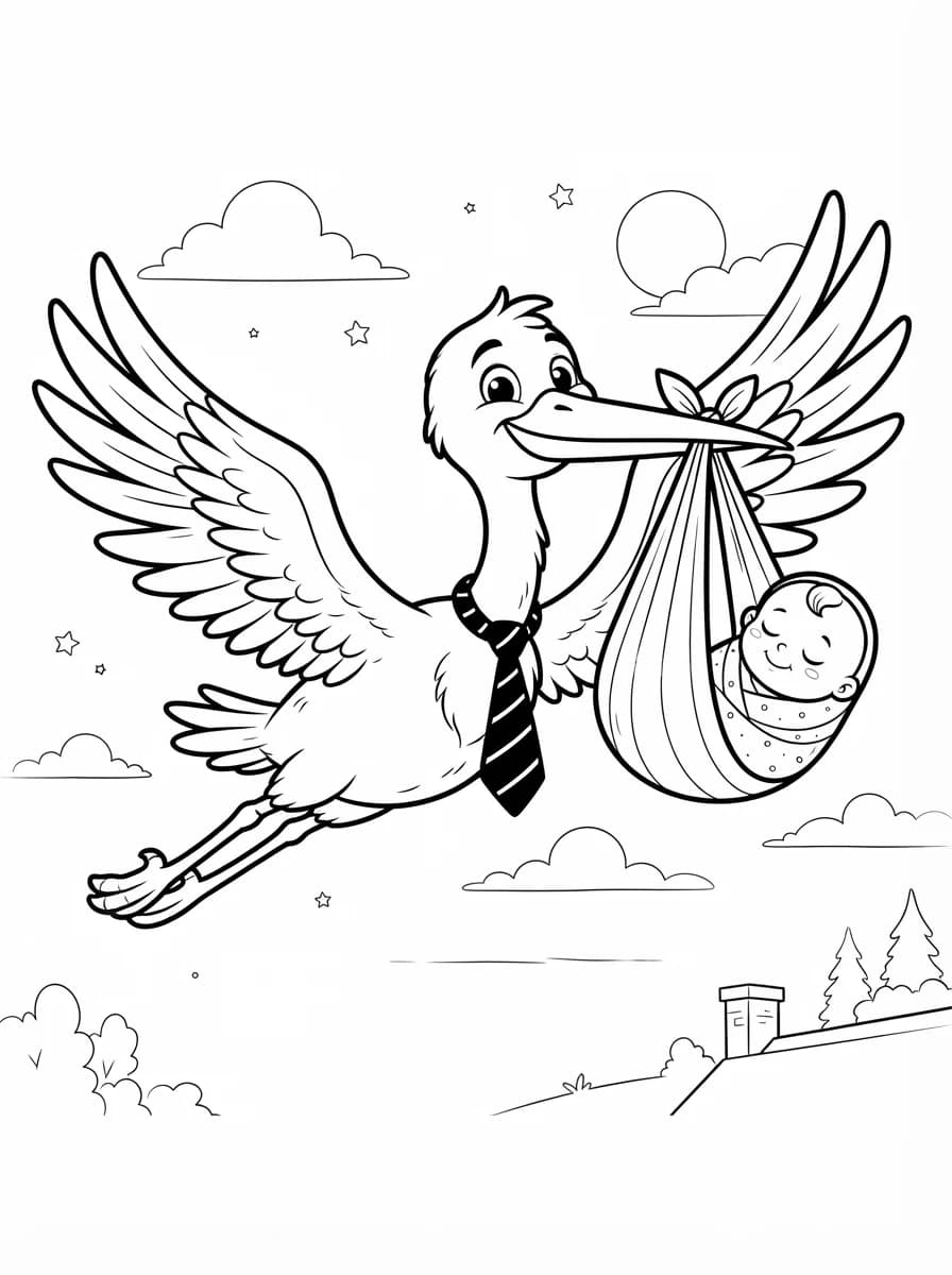 Coloriage Cigognes et compagnie