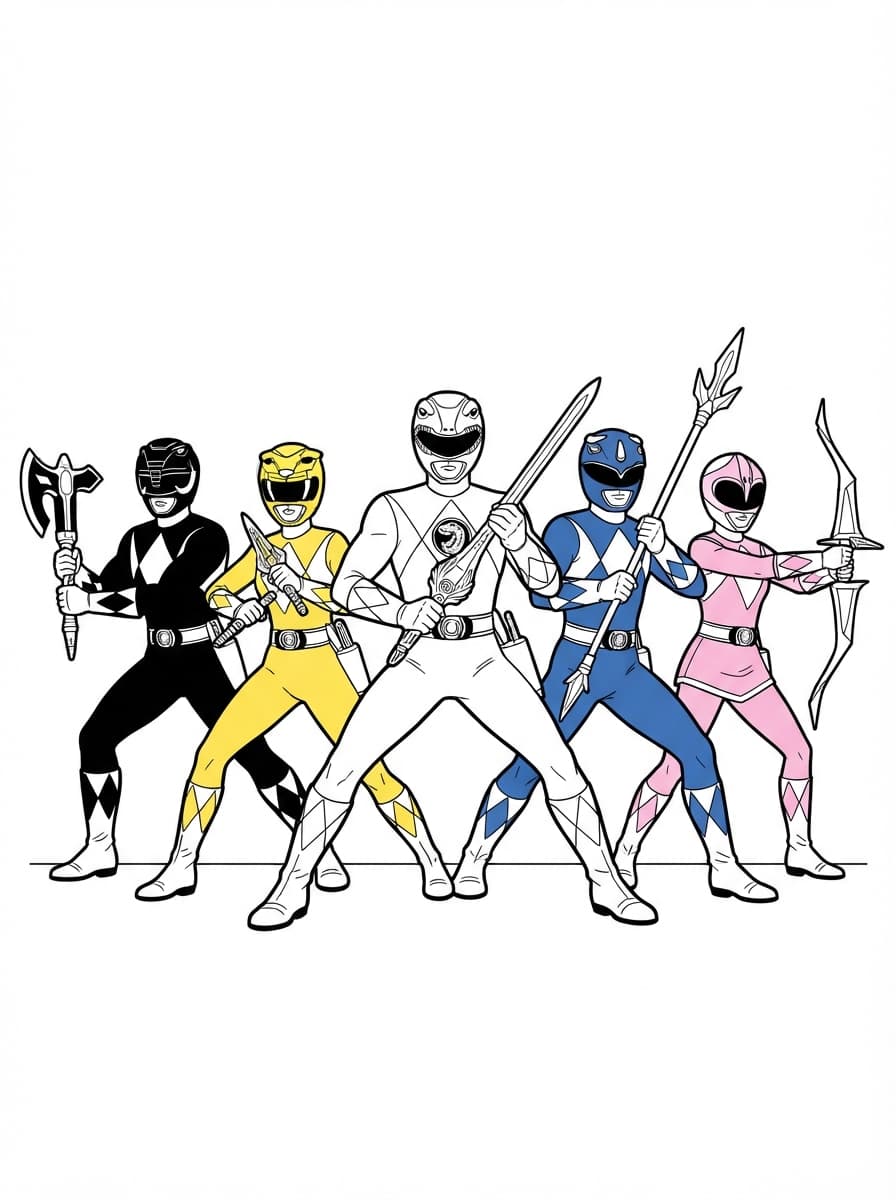 Coloriage La Pose Légendaire des Power Rangers