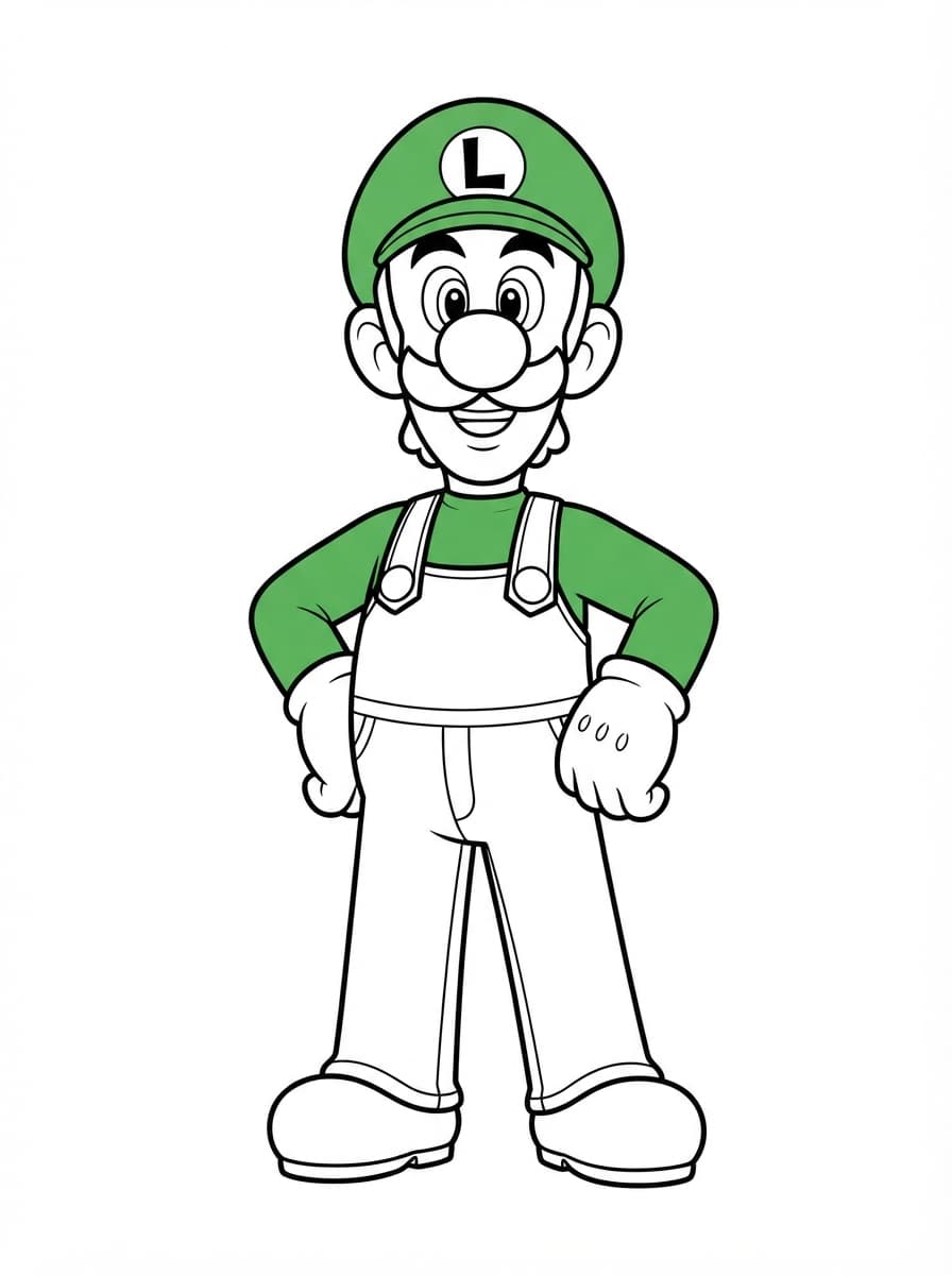 Coloriage Luigi Tout Sourire avec sa Belle Moustache