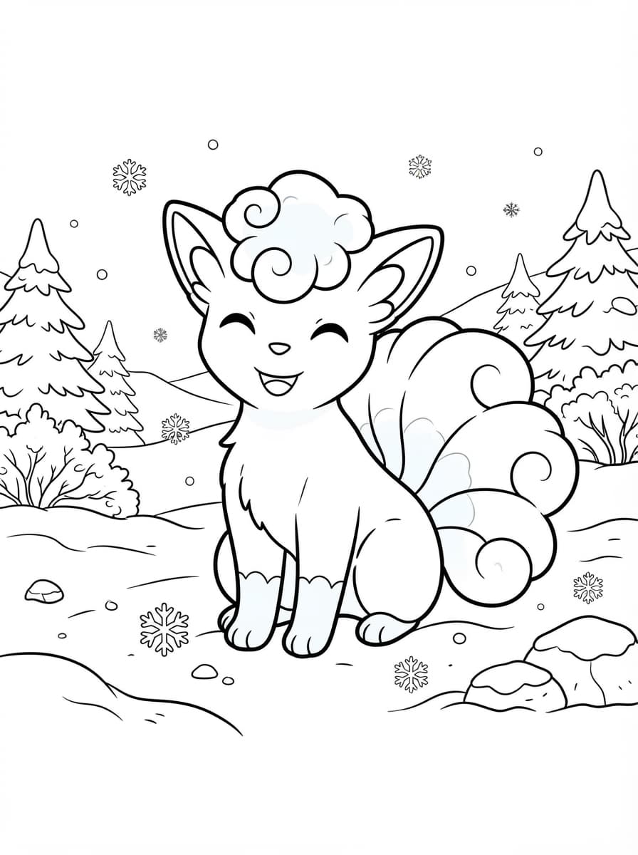 Coloriage Goupix d'Alola et ses boucles de glace