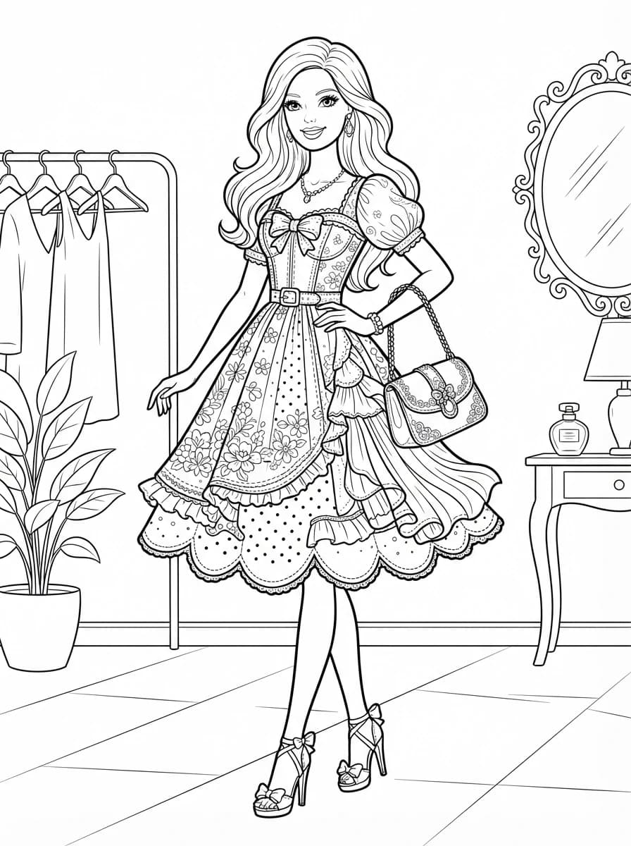 Coloriage Barbie Défilé de Haute Couture