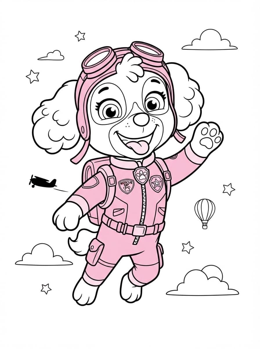 Coloriage Stella la pilote intrépide en plein vol