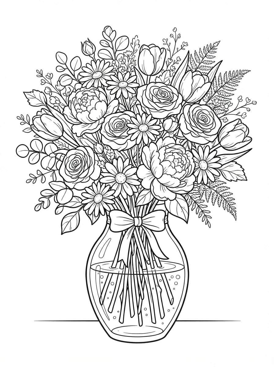 Coloriage Bouquet de fleurs