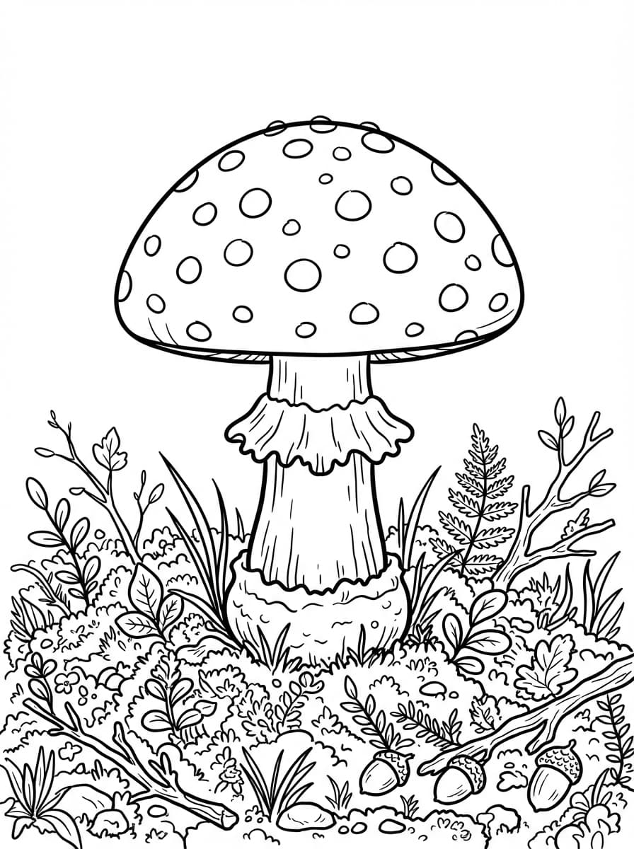 Coloriage Jolie Amanite dans la Mousse