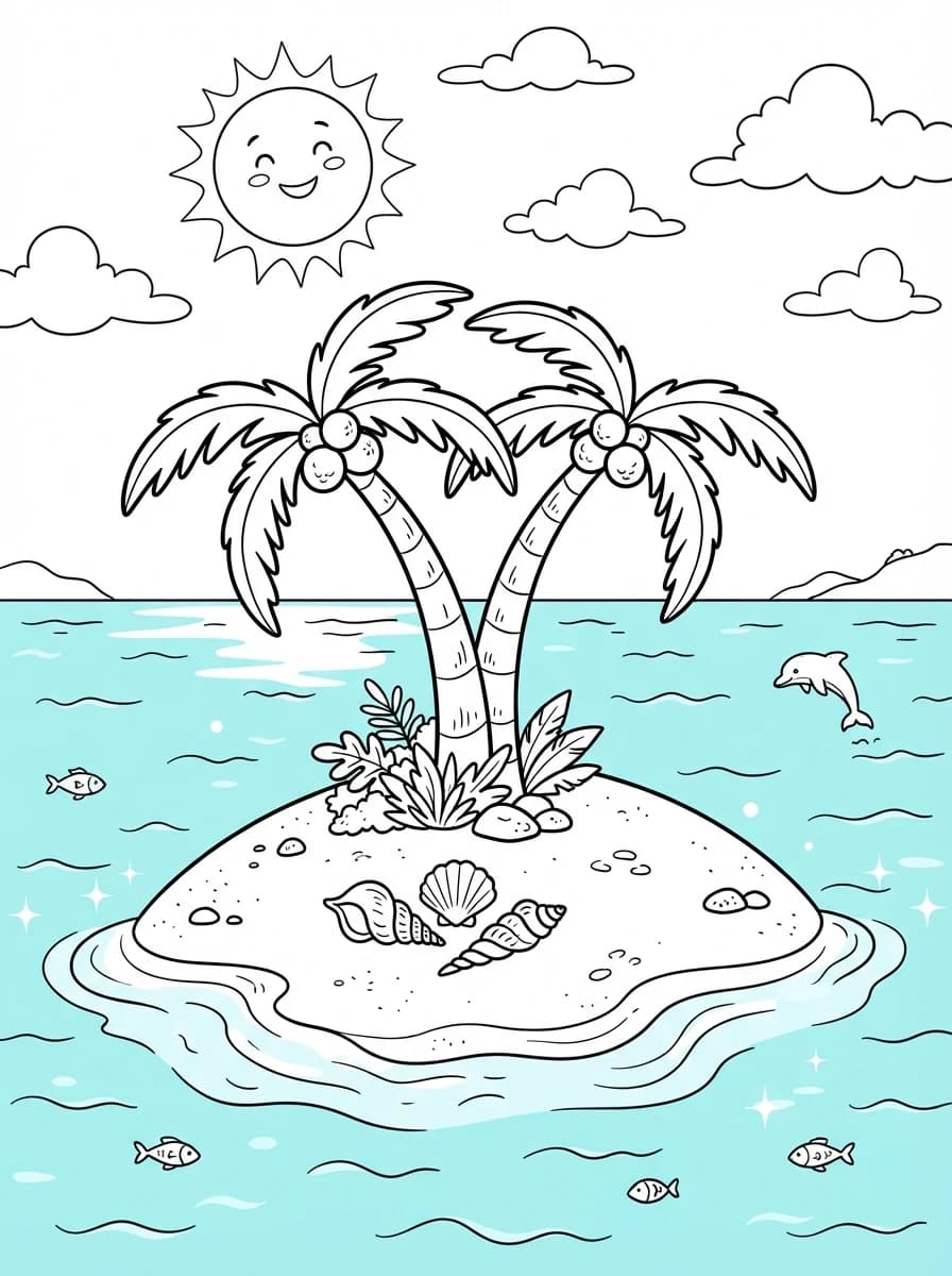 Coloriage Île déserte