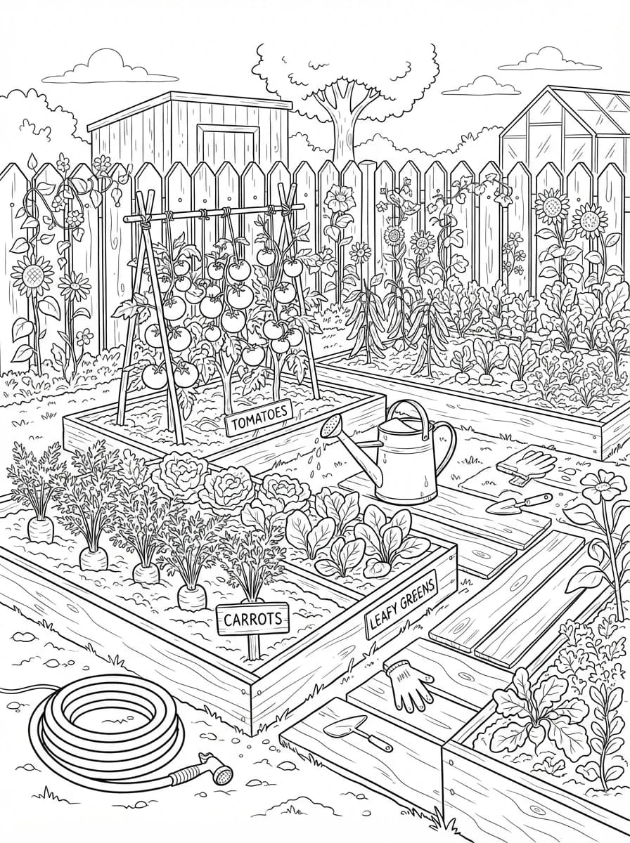 Coloriage Jardin