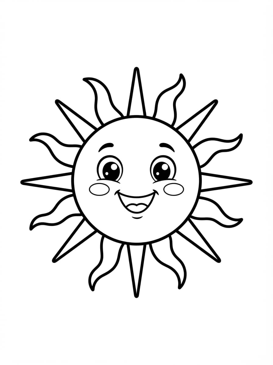 Coloriage Le Grand Soleil Souriant et Joyeux