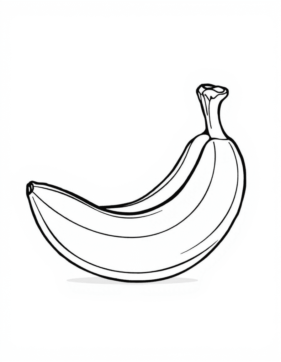 Coloriage Banane - Banane à demi épluchée dont la peau retombe joliment laissant voir le fruit à croquer, dessin clair.