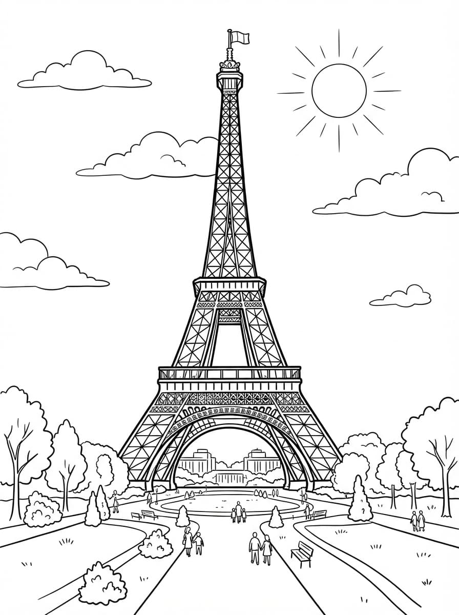 Coloriage La Dame de Fer au Champ-de-Mars