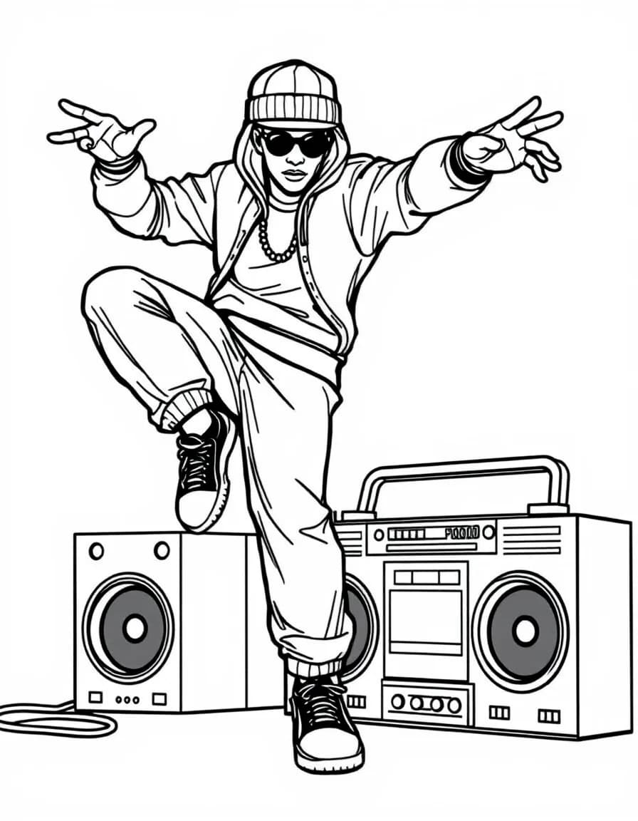 Coloriage Danse hip hop