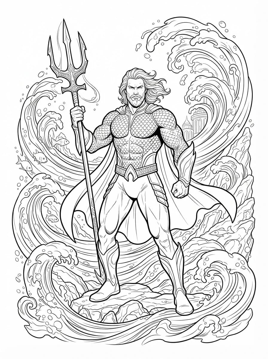 Coloriage Le Pouvoir Aquatique d'Aquaman
