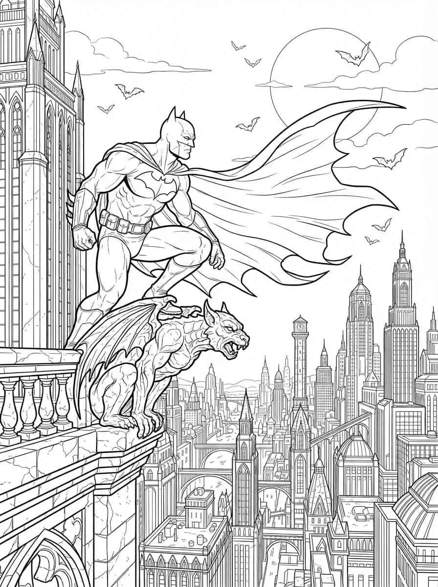 Coloriage Batman le Protecteur dans la Nuit