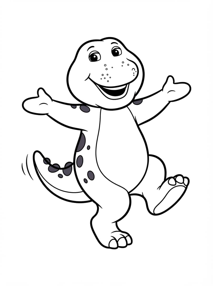Coloriage Barney Danseur Joyeux