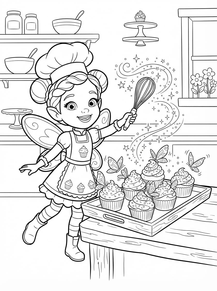 Coloriage Butterbean et ses cupcakes enchantés