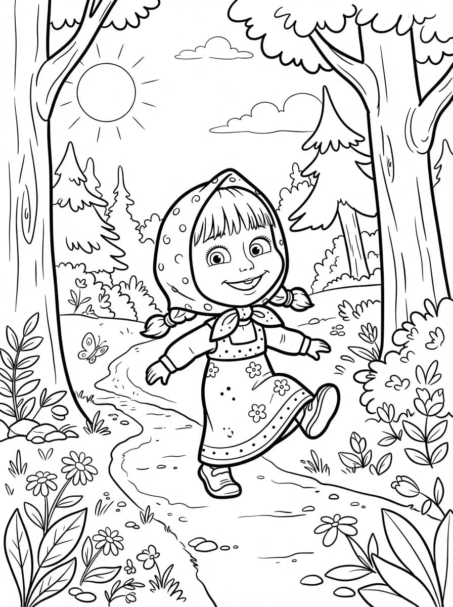 Coloriage Masha et michka