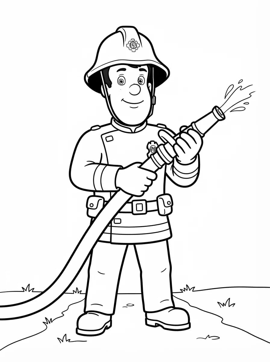 Coloriage Sam le pompier