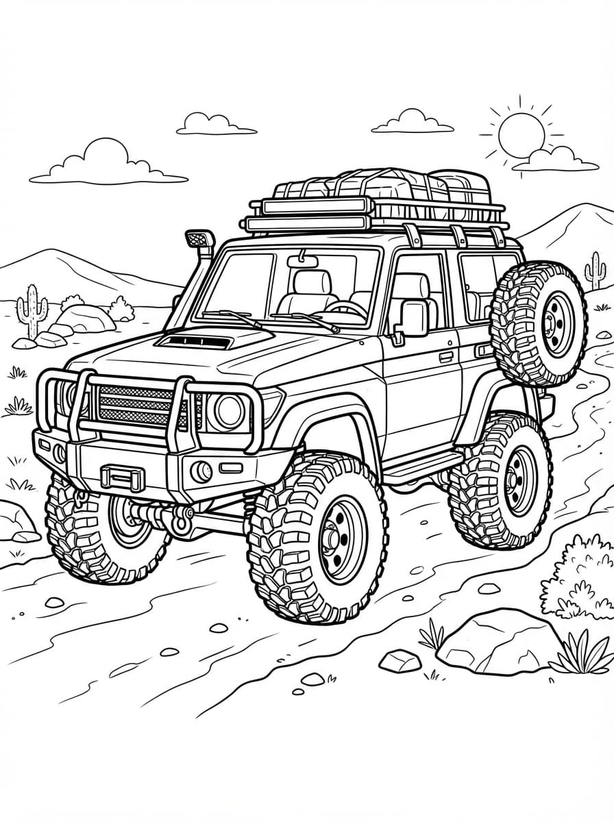 Coloriage Le Tout-Terrain et sa Roue de Secours
