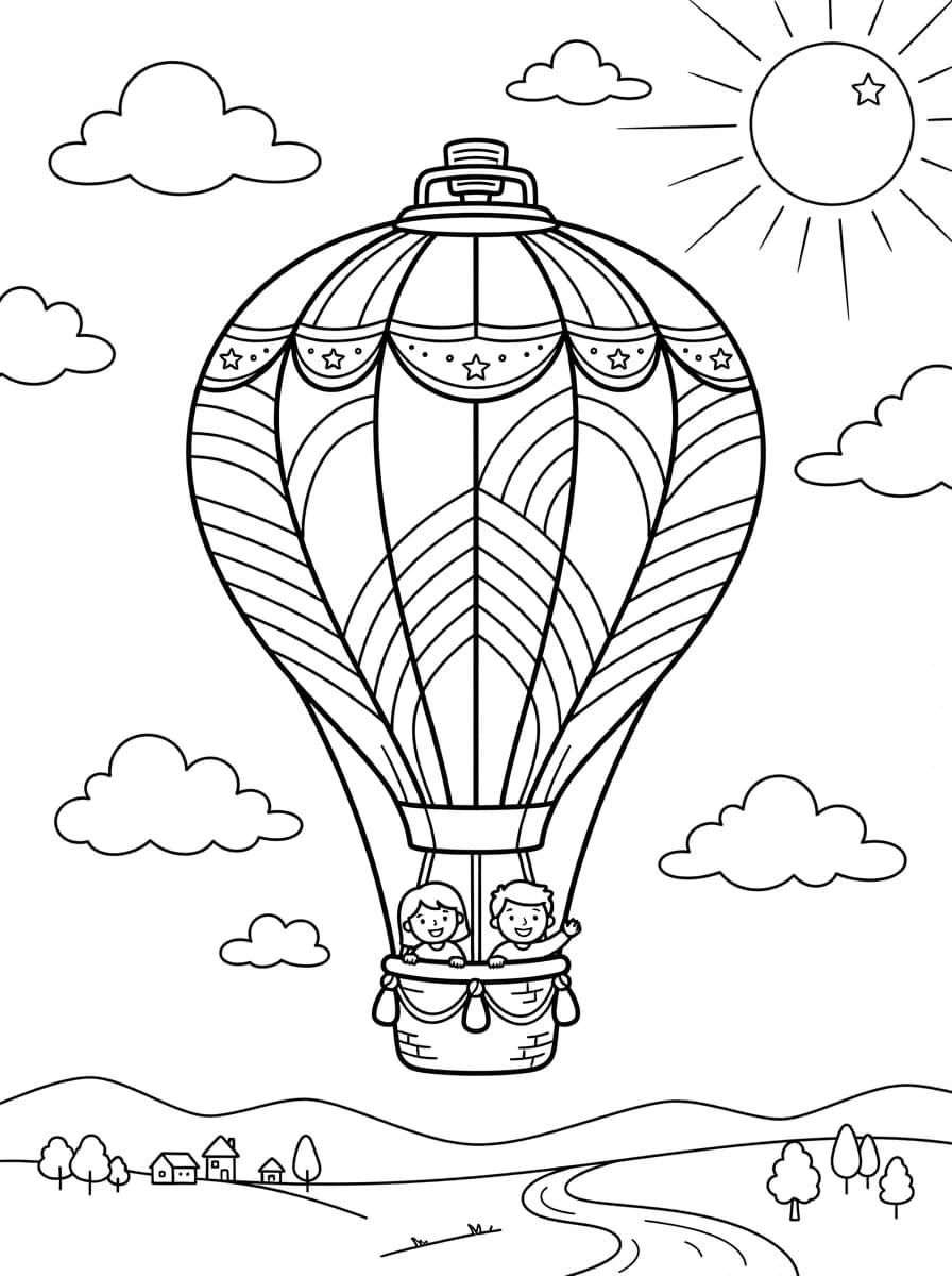 Coloriage Montgolfière