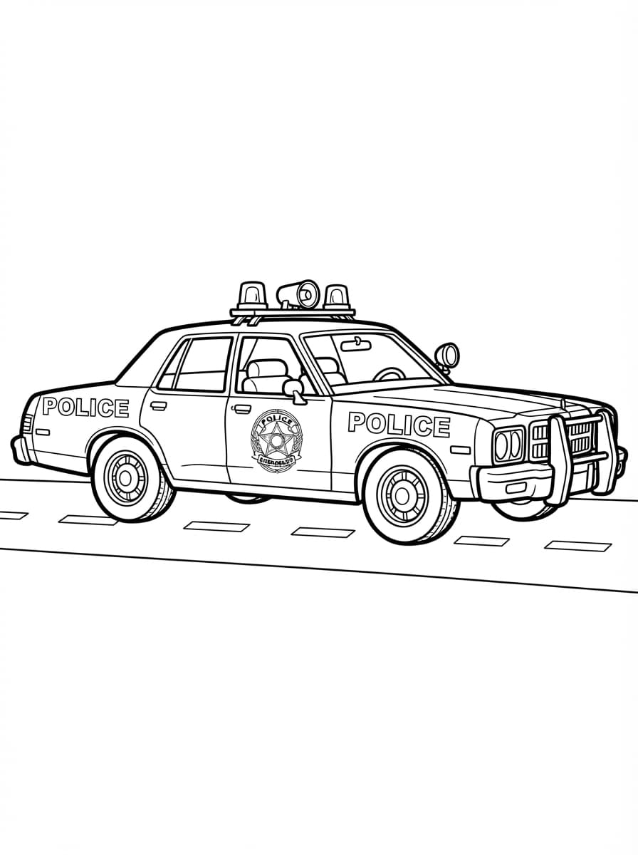 Coloriage Voiture de Police et son Étoile Brillante