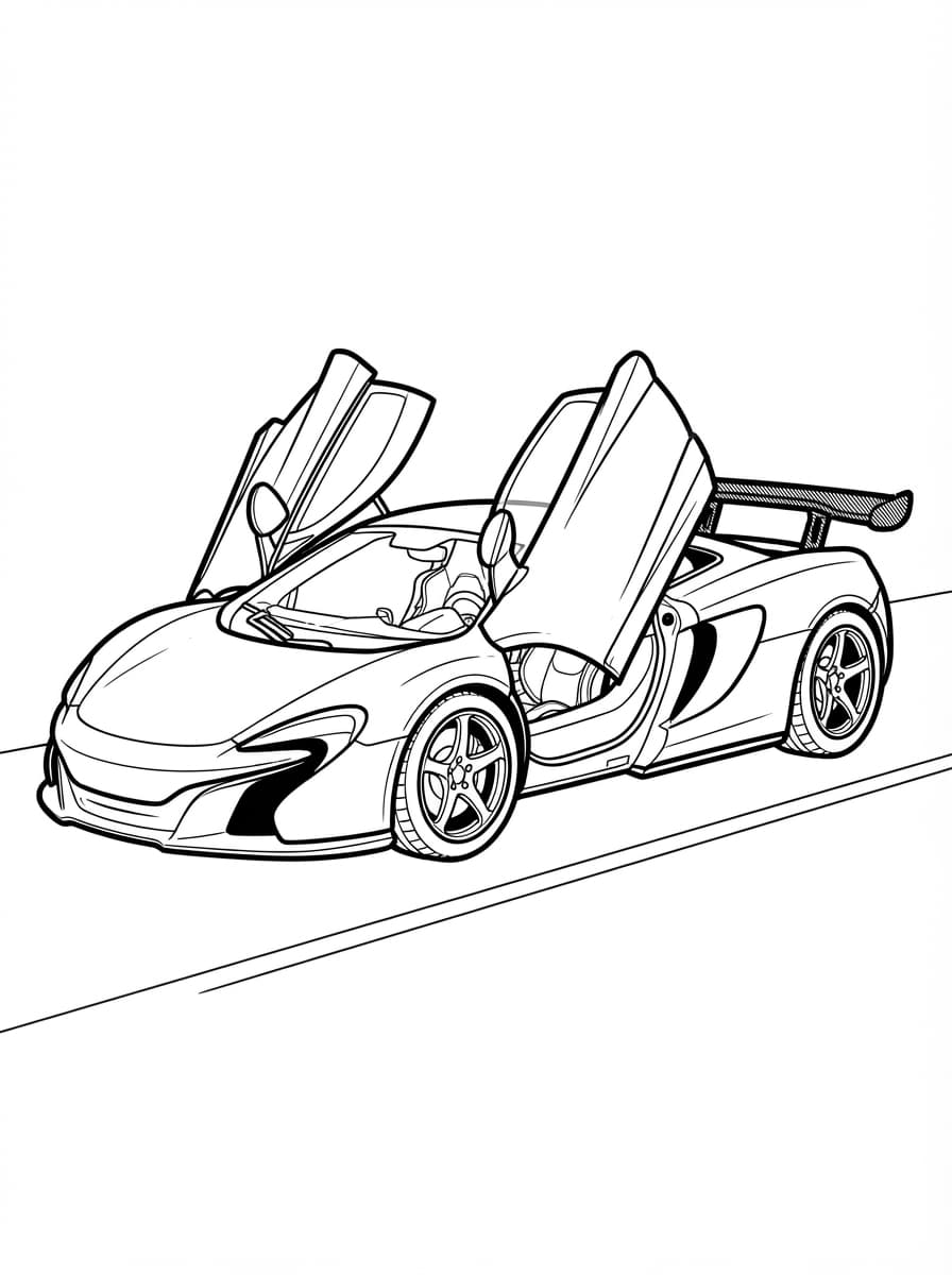Coloriage Supercar aux Portes Papillon